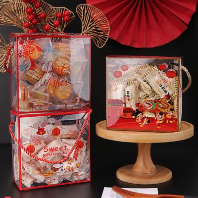 China Wholesale Disposable Transparent PET Gift Box New Year Portable Plastic Boxes For Snacks Candy Cookies Gift Packaging for sale