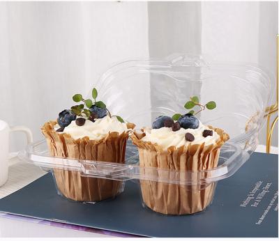 China Modern Origin 2 Compartment Plastic Cupcake Containers Disposable Cupcake Holder Carrier Box Direct Sales With Lids for sale