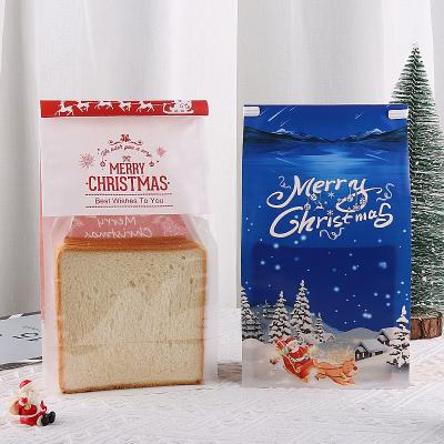 China New Design Food Grade Pastry Window Christmas Wrapping Paper Leakproof Paper Bag Custom Baking Packaging Bread Disposable Toast Bag Packaging for sale