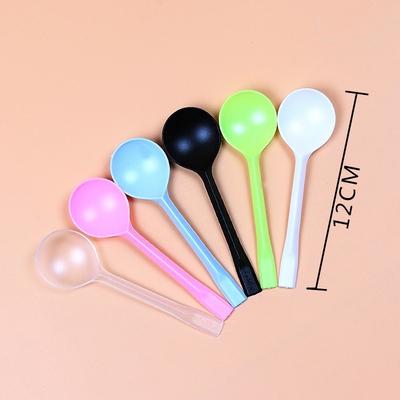 China Hot Sale Disposable Serving Food Grade Salad Ice Cream Hard Plastic Spoon Individually Wrapped for sale