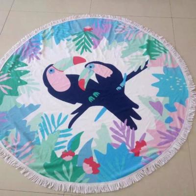 China Disposable Chinese Pattern Round Beach Towel With Tassels for sale