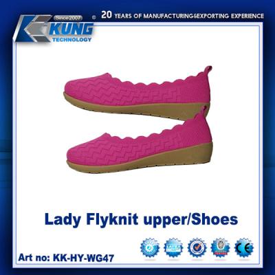 Cina Lady Flyknit Upper / Shoes EVA Outer Sole High Elastic Customized Color in vendita