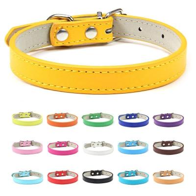 China Small Animals 1PC Kitten Cat Collar PU Leather Neck Strap Safe Popular Adjustable Colorful Pet Collars For Soft Dogs Pet Supplies for sale