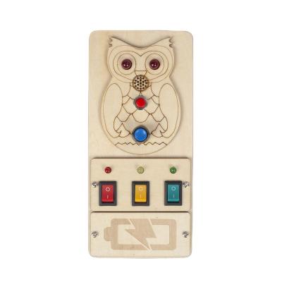 China Pre School Learning Busy Board For Toddler LED Light Toy Switch Box Toy Activity Baby Wooden Board With Voice for sale