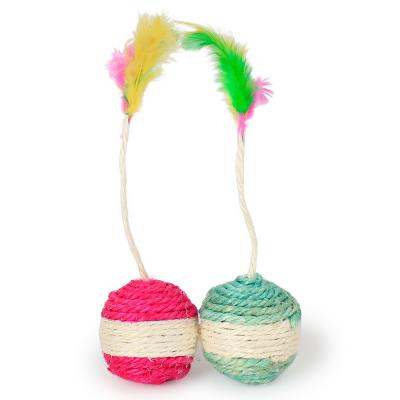 China Cat Toy Pet Sisal Scratching Ball Forming Interactive Toy For Kitten Pet Cat Supplies Funny Game Feather Toy LJ035 for sale