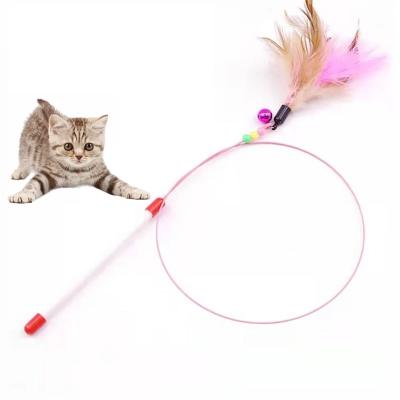 China Toys Cat Teaser Wire Fish Funny Fishing Cat Rod Feather Bell Funny Cat Stick LJ039 for sale