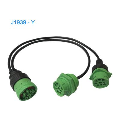 China J1939 Y Splitter OEM ODM 9 Pin Locknut Receptacle Splitter j1939-ii Diagnostic Left Y-Adapter Cable for sale