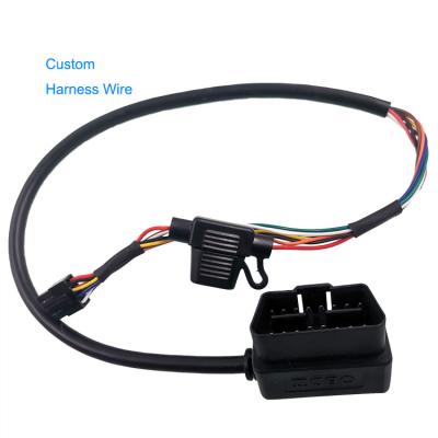 China Different Cable Harness Connectors Customs Service OEM ODM Custom OBD2 Code Reader with Molex 3.0 Automotive Connector and Fuse for sale