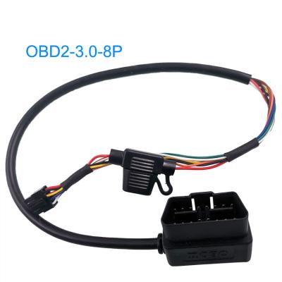 China 3.0 6PIN Connectors Custom Service OEM ODM Different Custom 50cm Microfit To 16 Pin Angled OBD2 Cable OBDII With Auto Fuse for sale