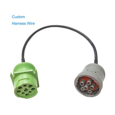 China J1939 Male to OEM ODM Green J1939 Female Custom Connector j1708 to J1708 Connector 9PIN to 6 PIN Cable Converter for sale