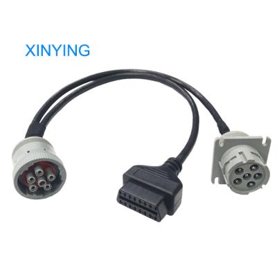 China Custom J1708 + OBD2 16 Pin Extender OEM/ODM OBD 2 6 Pin Male Female to 16 Pin Adapter Splitter Y-Cable for Trucks Cars Connect to Scan Tools for sale