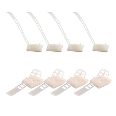 China Eco - Friendly 400 Pack 17mm Diameter White Adjustable Self Adhesive Cable Ties for sale