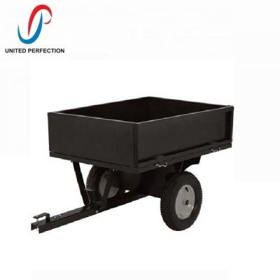 China 2019 Hot Selling ATV Trailer DUMP TRUCK TOW BEHIND Flat Bed ATV RIDE ON MOWER Quad Garden Tip Trailer with 500 Kg Loading Capacity for sale