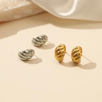 China Punk Cool 18k Gold Plated Abstract Geometric Texture Metal Stud Earrings Irregular Brass Elegant Stud Earrings For Women for sale