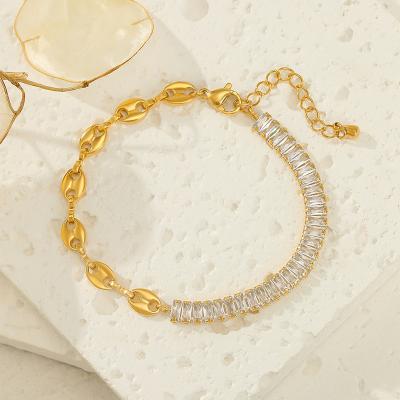 China Silver Color Crystal Bracelet For Women Wedding Europe New Simple Design Round Cut Zircon Casual/Sporty Gold Tennis Bracelets for sale