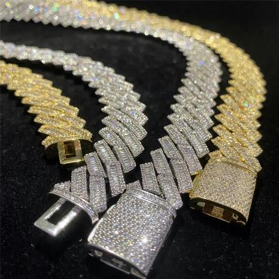 China Hip Hop 18mm Cubic Zirconia Necklace Chains Casual/Sporty Cuban Rock Sparkle Moissanite & Brass Women's Jewelry Gifts for sale