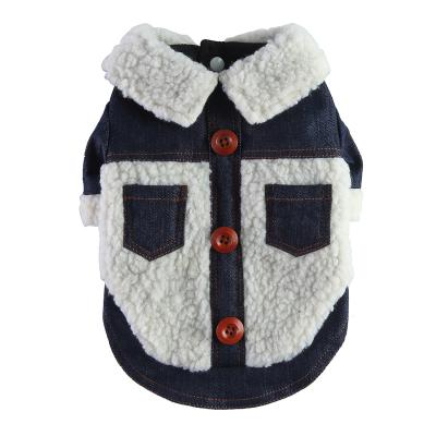 China Pet Stocked Clothes Cool Blue Dog Jeans Jacket Denim Coat Small Medium Dogs Blue Vintage Washed Clothes for sale