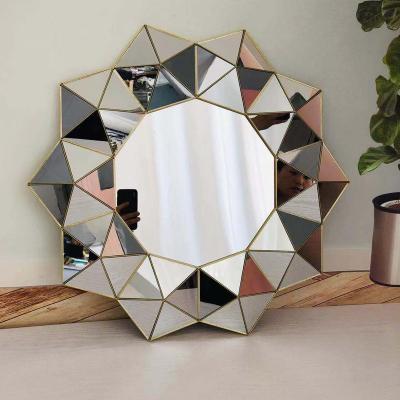 China Decorative Round Makeup Mirror Decorative Round Mirror Bathroom Living Room Bedroom Hotel Family Indoor Use for sale