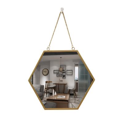 China Interior Ministry Style Luxury Metal Wall Mirror Hotel Living Room Furniture Simple Wall Mirror for sale