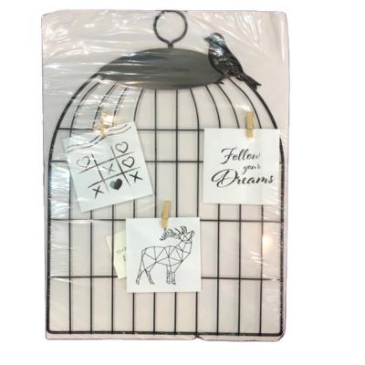 China Promotion Decorative Iron Photo Shelf Wall Hang Valentine's Day Gift Birdcage Shape for sale