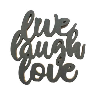 China Morden Wooden Creative Positive Words Live Laugh Love Letter Signs Home Decoration Wall Hanging for sale