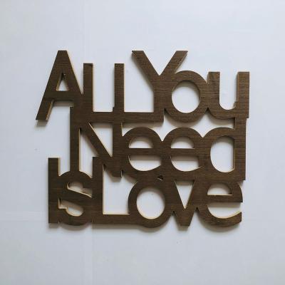 China Trendy Wooden Creative Words All You Need Is Love Sign Wall Art Modern Luxury Home Decor Gifts for sale