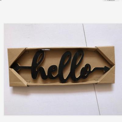 China Fashionable Accessories Gift Decoration Home Sign Letter Hello Wooden Plaque for sale