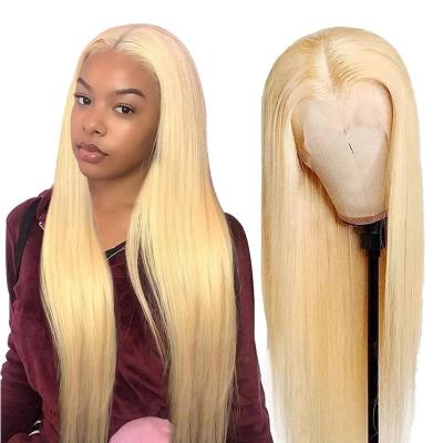 China Body Wave Good Luck 40 Inch Blonde 613 Cuticle Aligned Virgin Hair Full Length 613 Lace Front Wig Curly Long Lace Front Wig for sale