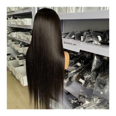 China Good Luck Quality 10a Virgin Peruvian Straight Human Hair 13*6 13x6 Lace Front Wigs Silk Transparent Wig For Women Supplier for sale