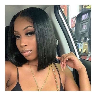 China Wholesale Straight Peruvian Human Hair Short Good Luck Colored Cuticle Aligned Brazilian Hair Bob Length Lace Wigs for sale