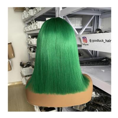 China Wholesale Glueless Peruvian Colored Bob Wigs Green Color Brazilian Hair Lead Wig Lace Front Wigs Good Luck Human Hair Lace Front Wigs for sale