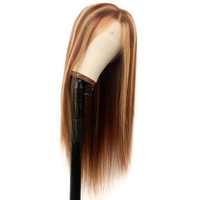 China Straight Honey Blonde Highlight Full Lace Front Wig For Black Women Deep Wave Good Luck Blonde Accented Hair Highlight Wig for sale