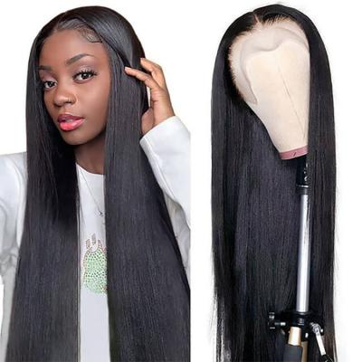 China Remy Brazilian Straight Lace Front Wig T Part Wig Good Luck Bone Wave Deep Straight Lace Front Human Hair Wigs Transparent for sale