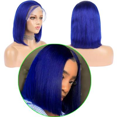 China Wholesale Color Straight HD Transparent Lace Up Bob Human Hair Lace Frontal T Piece Wigs For Color Women Brazilian Virgin Hair Lace Front Wig for sale