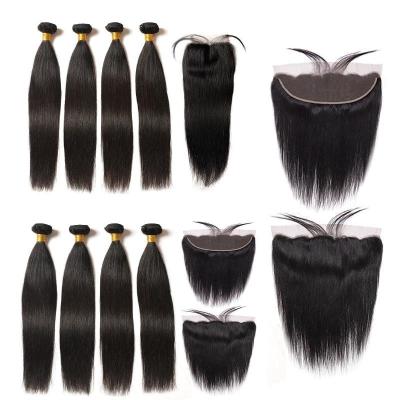 China Good Luck 4X4 5X5 6X6 7X7 13X4 Body Wave Brazilian Virgin Hair Weave Extension Bundles With HD Transparent Lace Closure for sale