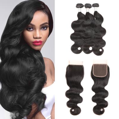 China Good Luck Straight/Wave/Curly Factory Wholesales PVC Bag Hair Extensions 40 Inch Real Brazilian Silky Straight 100 Human Hair Extensions With Closure for sale