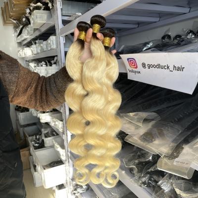 China Virgin 10-40inch 613 Unprocessed Raw Blonde Good Luck Hair Bundle Weave Straight Hair Extension Bundle for sale