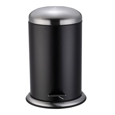 China Sustainable High Quality Black And White Two Color 12L Pedal Trash Can With Base for sale