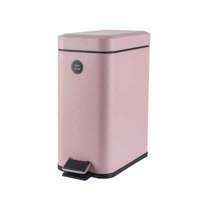 China Light Pink Home Metal Rectangle Foot Pedal Steel Recycling Trash Can Wholesale Viable Use for sale