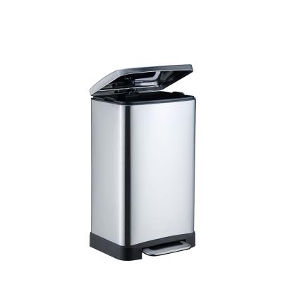 China Durable Professional Household Rectangle Matte Metal Step Garbage Bin Supplier 30L Stainless Steel for sale