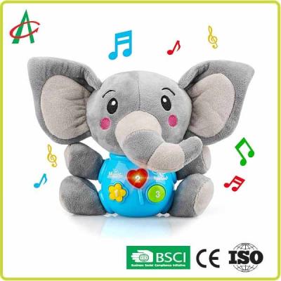 China 23.9cm Cuddle Stuffed Animals , OEM Talking Elephant Plush Toy With Music for sale