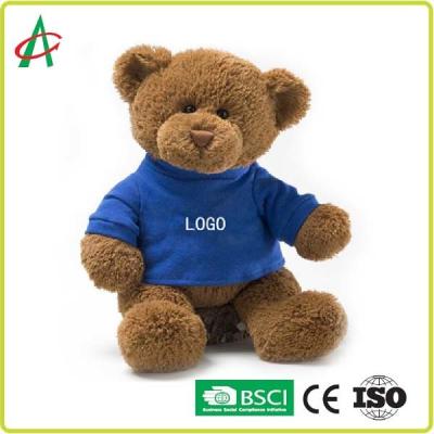 China BSCI 12 Duimpluche Teddy Bear Hot Transfer Printing met Blauwe Kleren Te koop