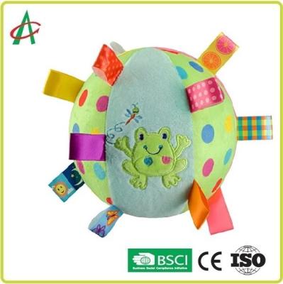 China 6 Inches Baby Plush Rattle , Multicolor Tag Rattle Ball for sale