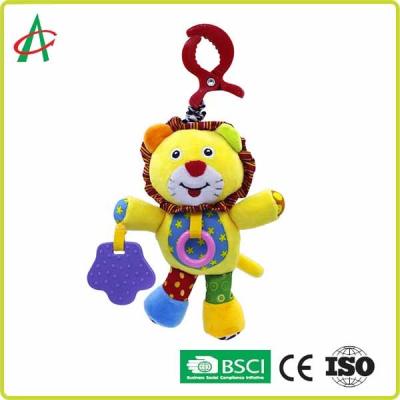 China Lion 15cm Baby Plush Rattle With Chewing Teethers for sale