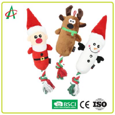 China EN71 Machine Washable Plush Rope Dog Toys With Squeaker Christmas for sale