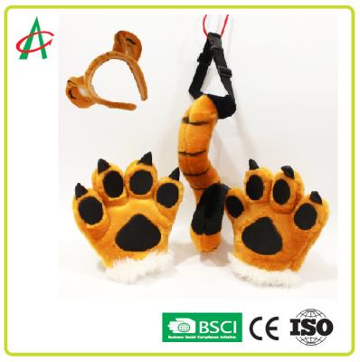 China BSCI BPA Free Tiger Tail, Paws and Hairband Stuffed Animals Plush Toy for sale