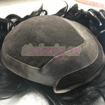 China Free Shipping Indian Hair Style Factory Wholesale Bleached Knots Mens Hairpiece Amazing Blonde, Hairpieces For Black Men Waves, Mens Hair Pieces for sale