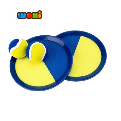 China Sports Toy Blue and Yellow Sticky Ball Game Hook Ball Game Racket for sale