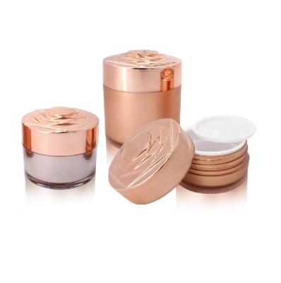 China CX-M 15g 30g 50g Luxury White Cosmetic Skin Care Cream Acrylic Jar Rose Shape Lip Cream Empty Container for sale