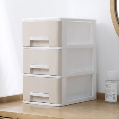 China Viable Khaki Cosmetic Organizer Desktop Household Bedroom Household Color Large Capacity Storage Drawer Cabinet Drawers Cabinet for sale